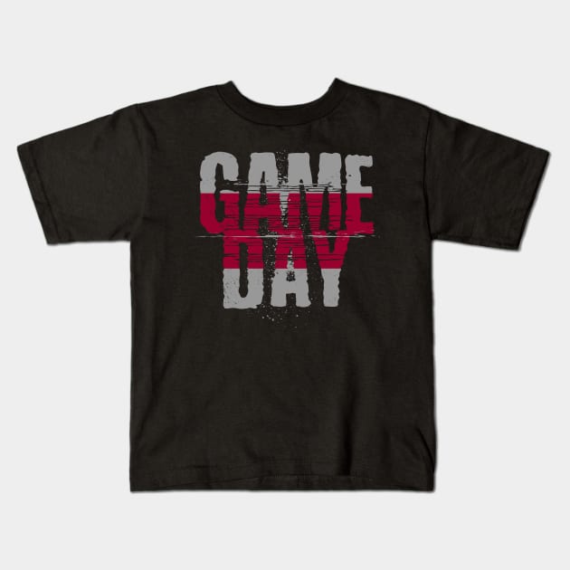 Scarlet and Black Gameday // Grunge Vintage Football Game Day Kids T-Shirt by SLAG_Creative